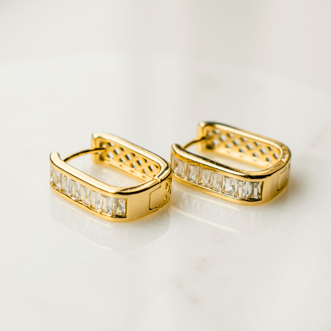 Zircon Rectangular Earrings