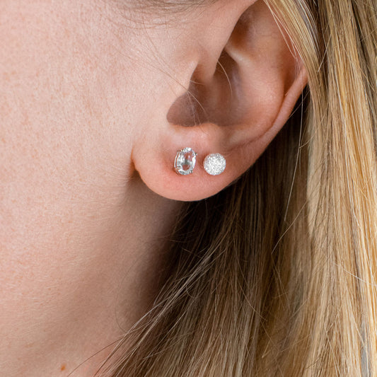 Gemstone White Topaz Crystal Studs | April Birthstone