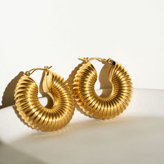 Ribbed Hoop Earrings