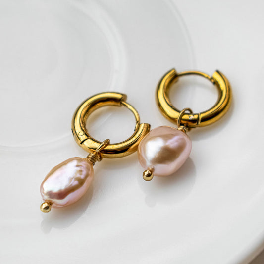 Stainless Steel Pearl Earrings