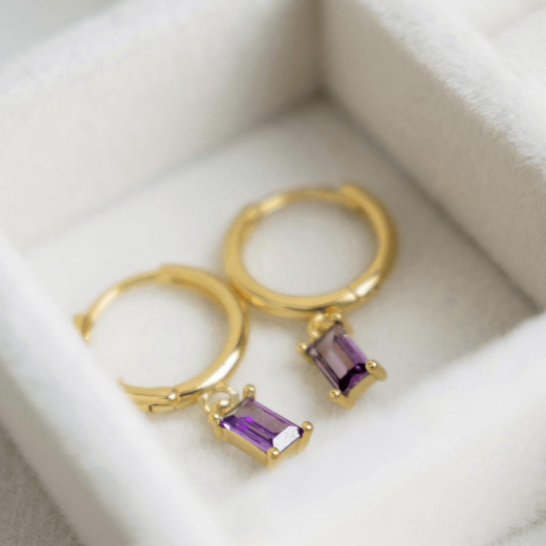 Серьги с кристаллом "Багет"