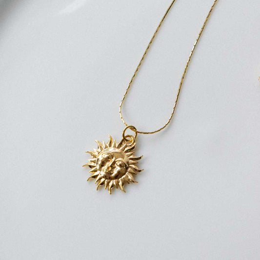 Gold-plated Sun Face Necklace