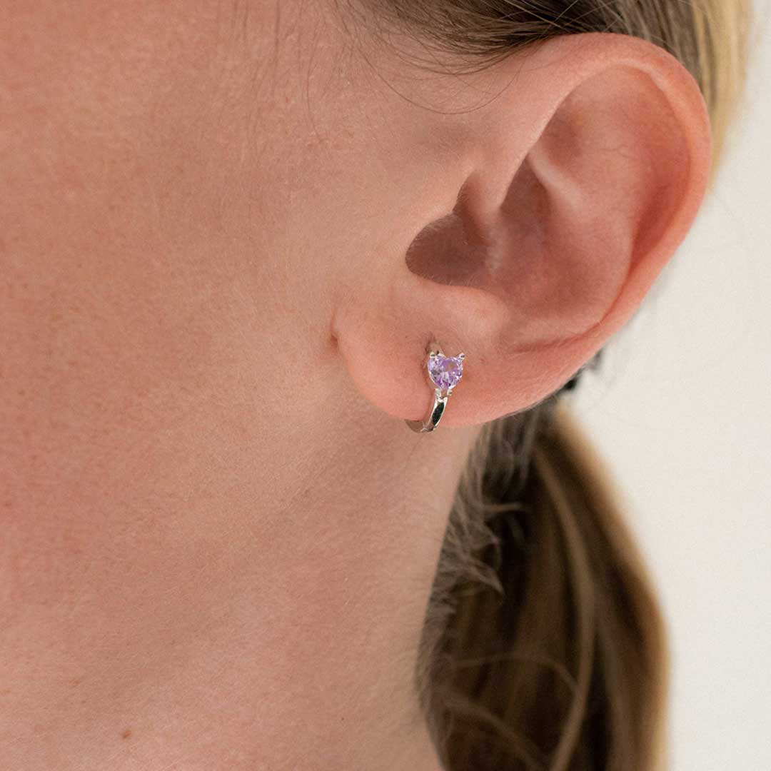 Heart Huggie Hoops