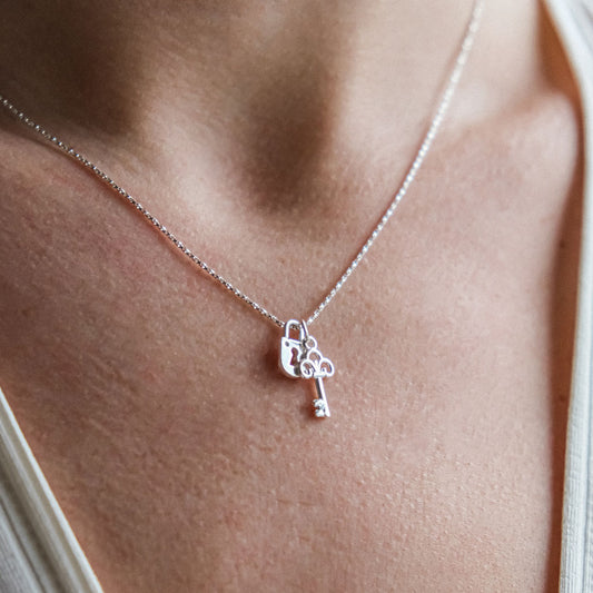 Silver Lock and Key Necklace