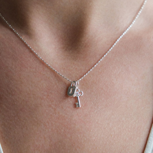 Silver Lock and Key Necklace
