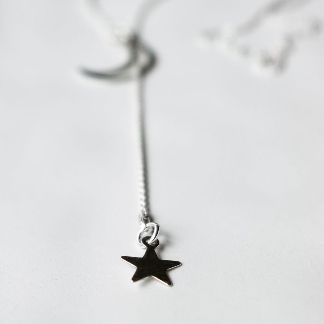 Moon and Star Lariat Necklace