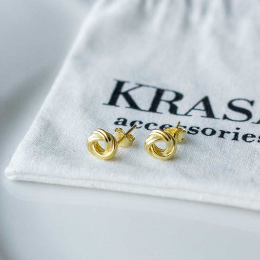 Knot Stud Earrings – 7mm Gold-Plated Sterling Silver