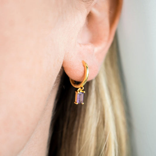 Серьги с кристаллом "Багет"