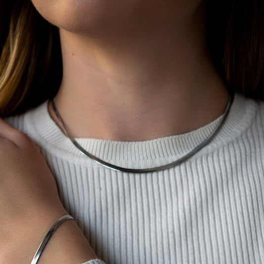 Flat Snake Silver Chain