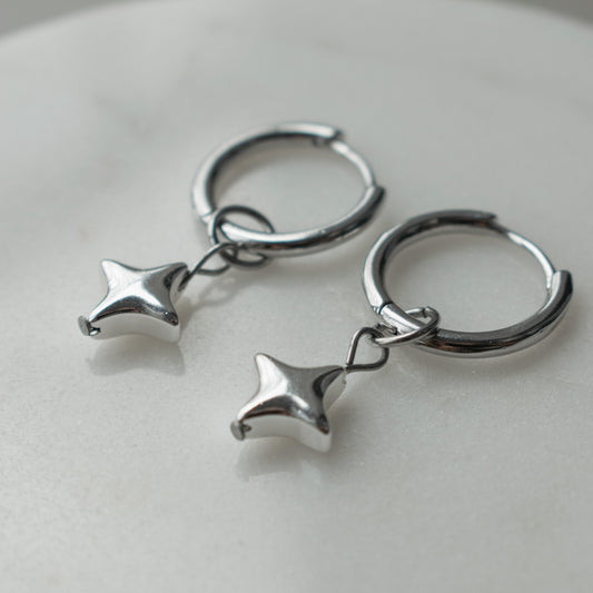 Hematite Star Hoops