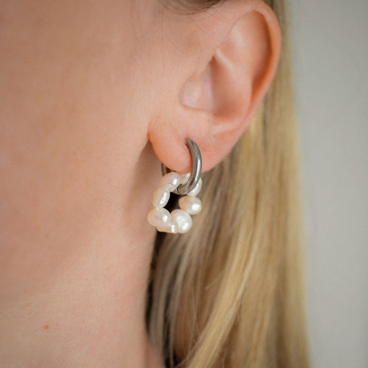 Pearl Ring Pendant Hoops