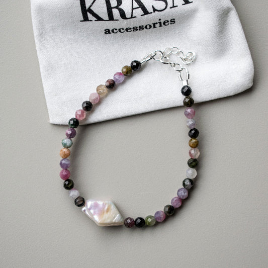 Gemstone Bracelet with Rhombus Pearl | Made in Estonia 🇪🇪