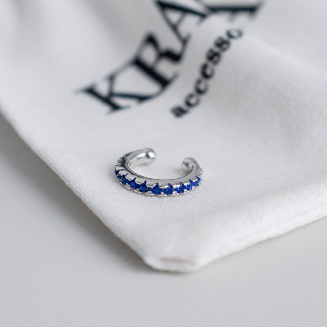 Sapphire Blue Zircon Pave Ear Cuff