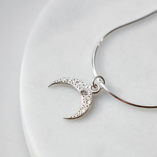 925 Sterling Silver Moon Necklace