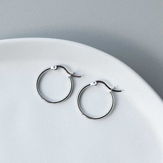 Sterling Silver Hollow Hoop Earrings
