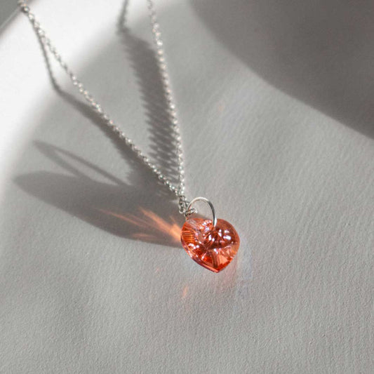 Sterling Silver Pink Crystal Heart