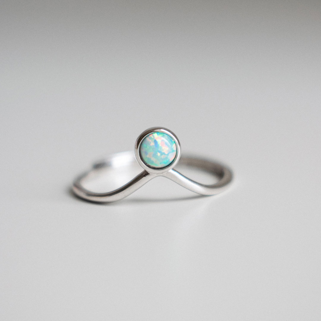 Opal Adjustable Silver Ring