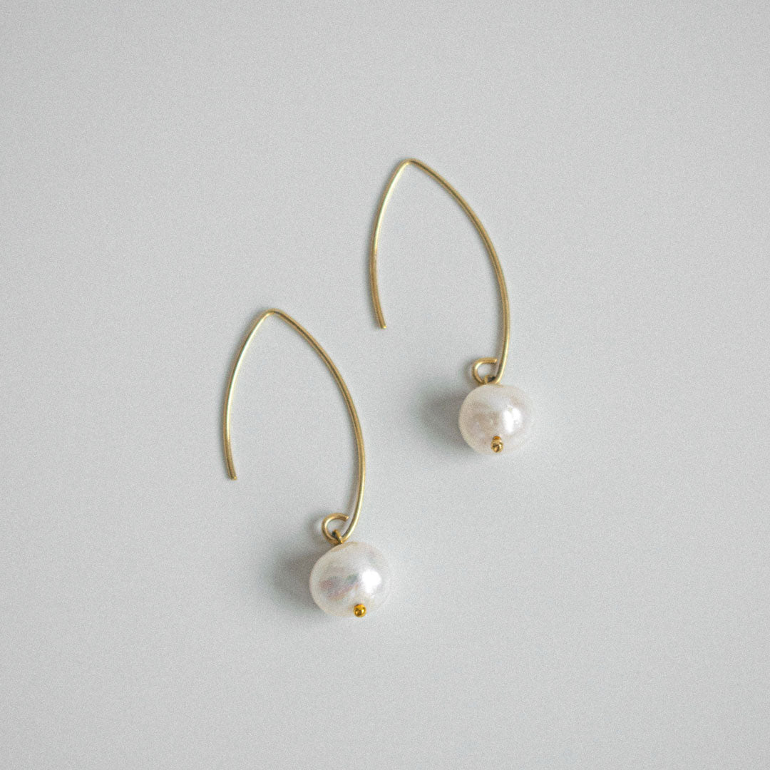 Sterling Silver Pearl Earrings with Curved Ear Wire | Made in Estonia 🇪🇪