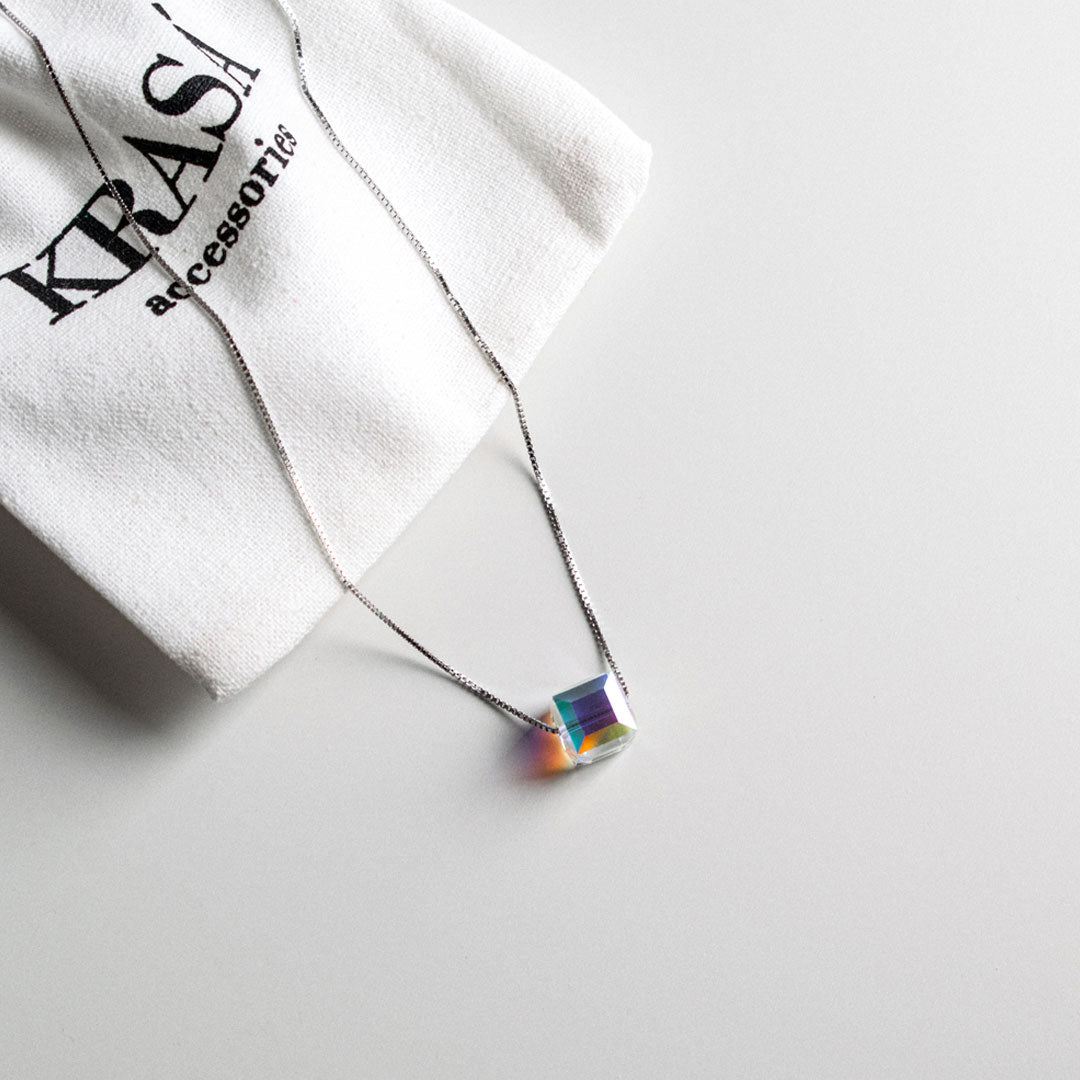 Sterling Silver Iridescent Cubic