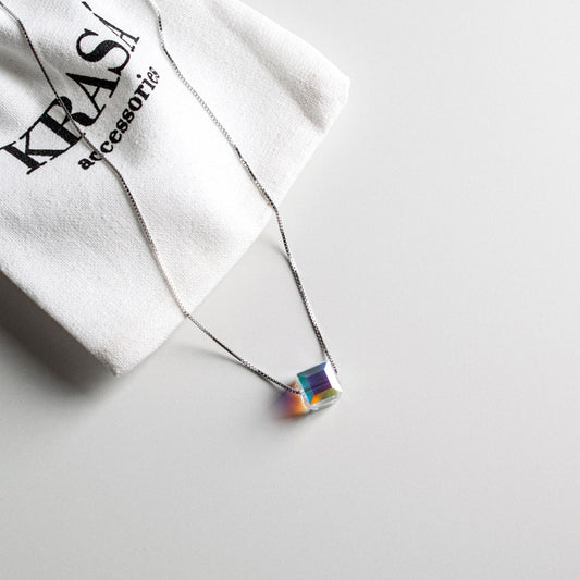 Sterling Silver Iridescent Cubic
