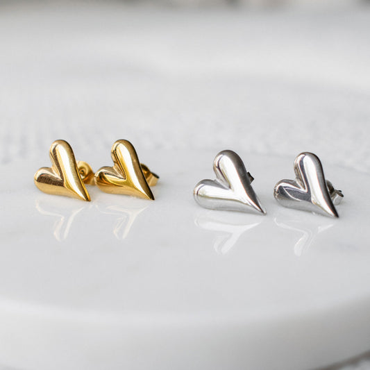 Stainless Steel Heart Studs