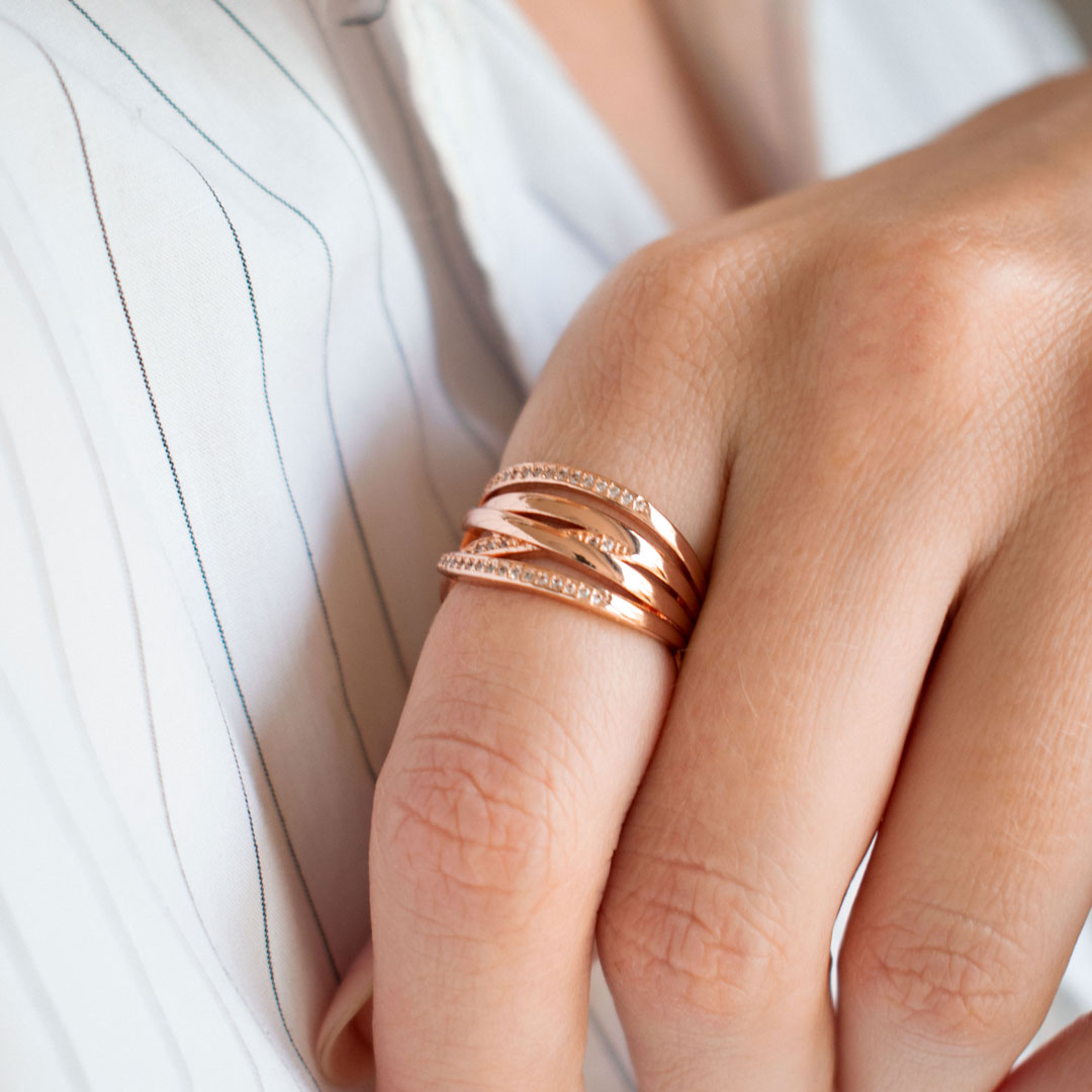 Rose Gold-Plated Chunky Sparkle Ring