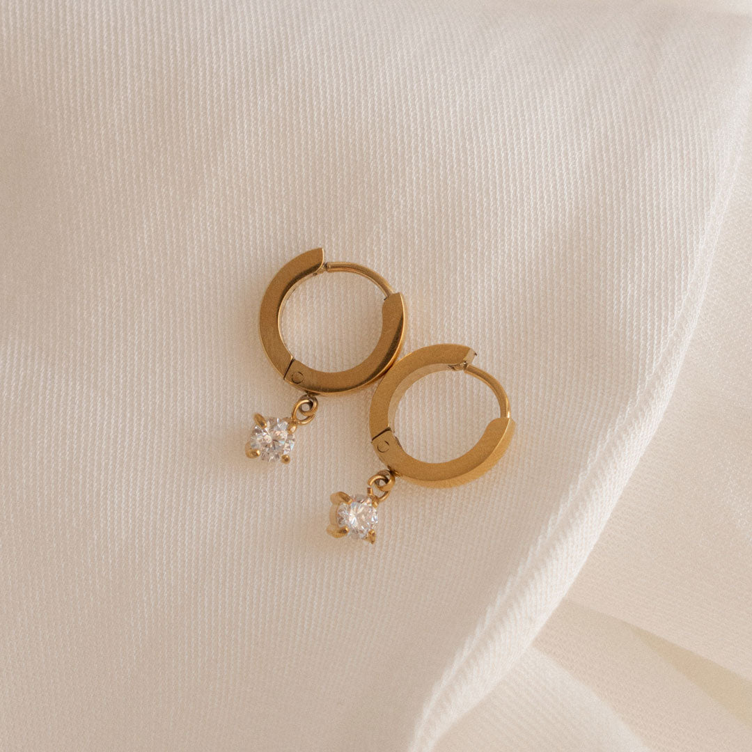 Gold-plated Crystal Drop Earrings