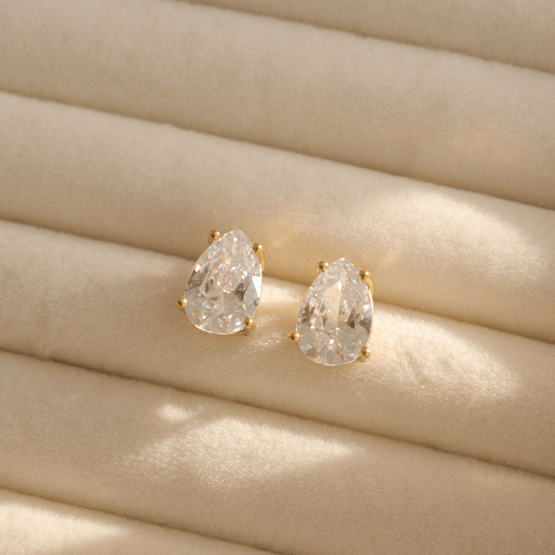 Waterdrop Zirconia Stud Earrings - Everyday Styling Piece