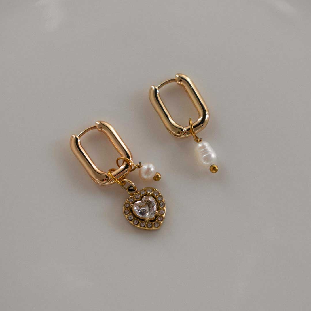 Asymmetric Heart Pearl Earrings