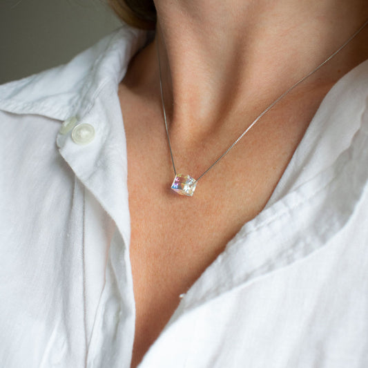 Sterling Silver Iridescent Cubic