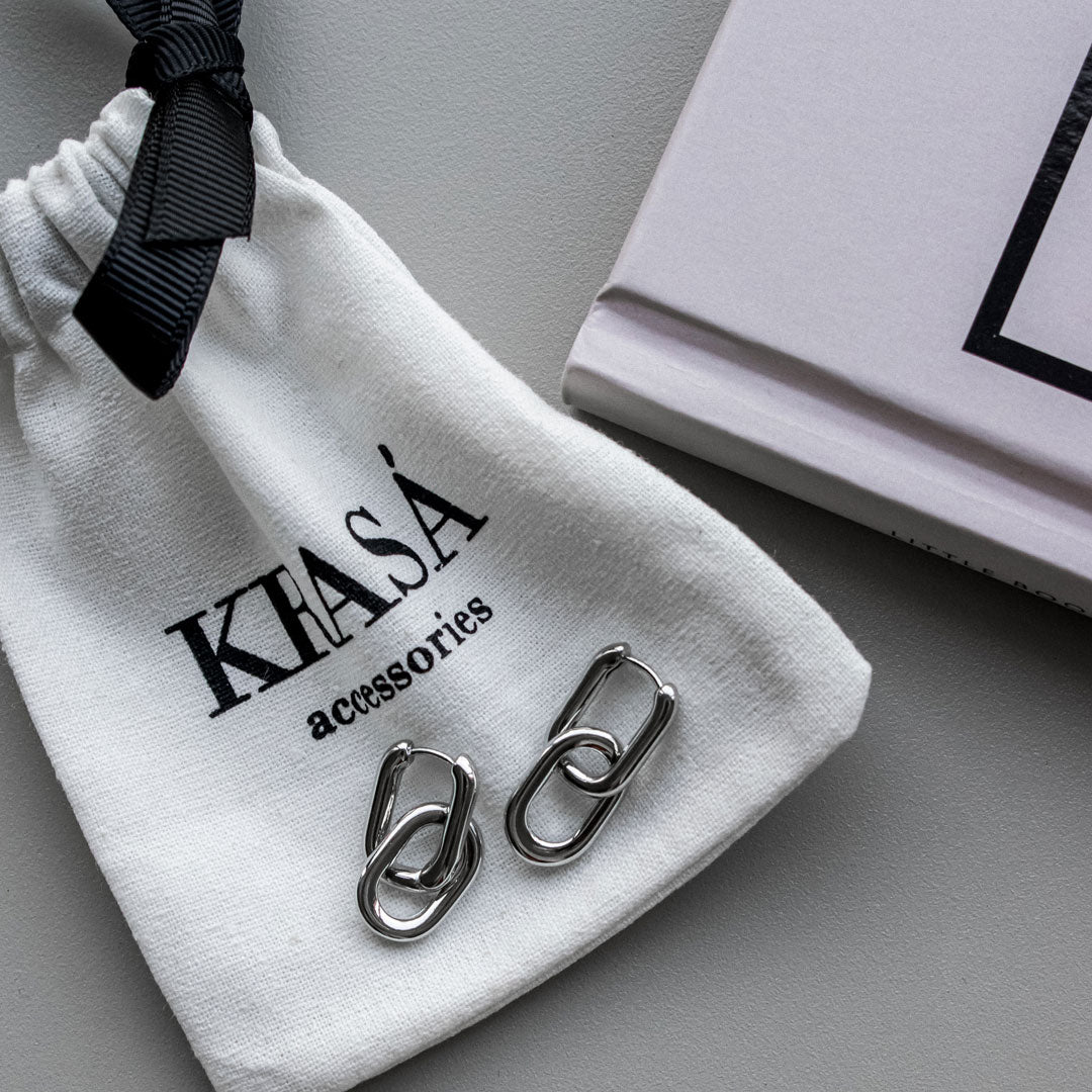 Geometric Pendant U-shaped Hoops