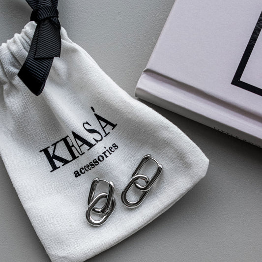 Geometric Pendant U-shaped Hoops
