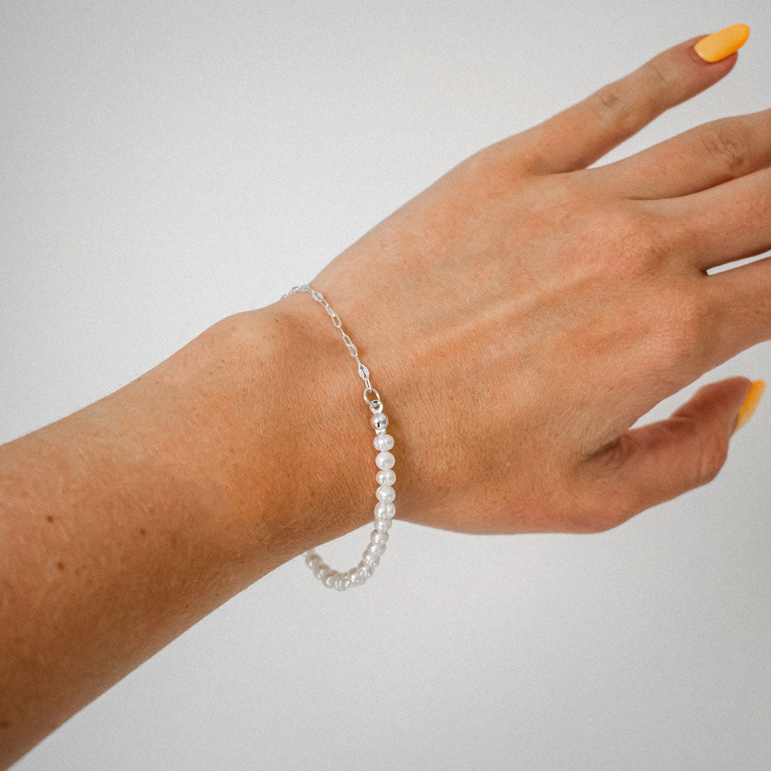 Half Pearl Half Chain Bracelet | Made in Estonia