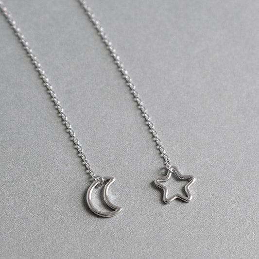 Moon & Star Threader Earrings