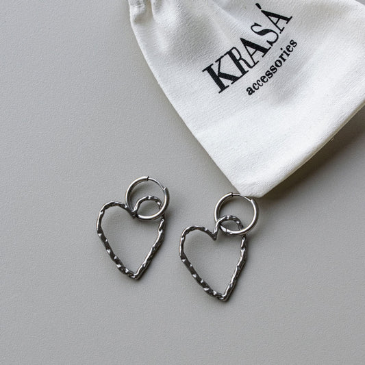 Chunky Heart Pendant Hoops
