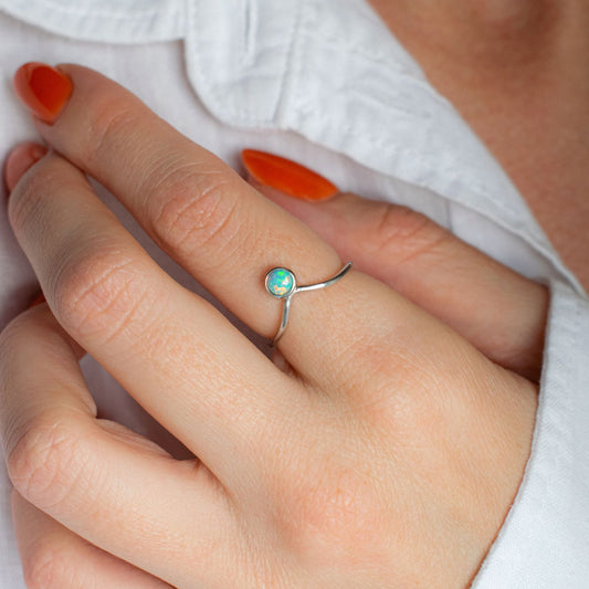 Opal Adjustable Silver Ring