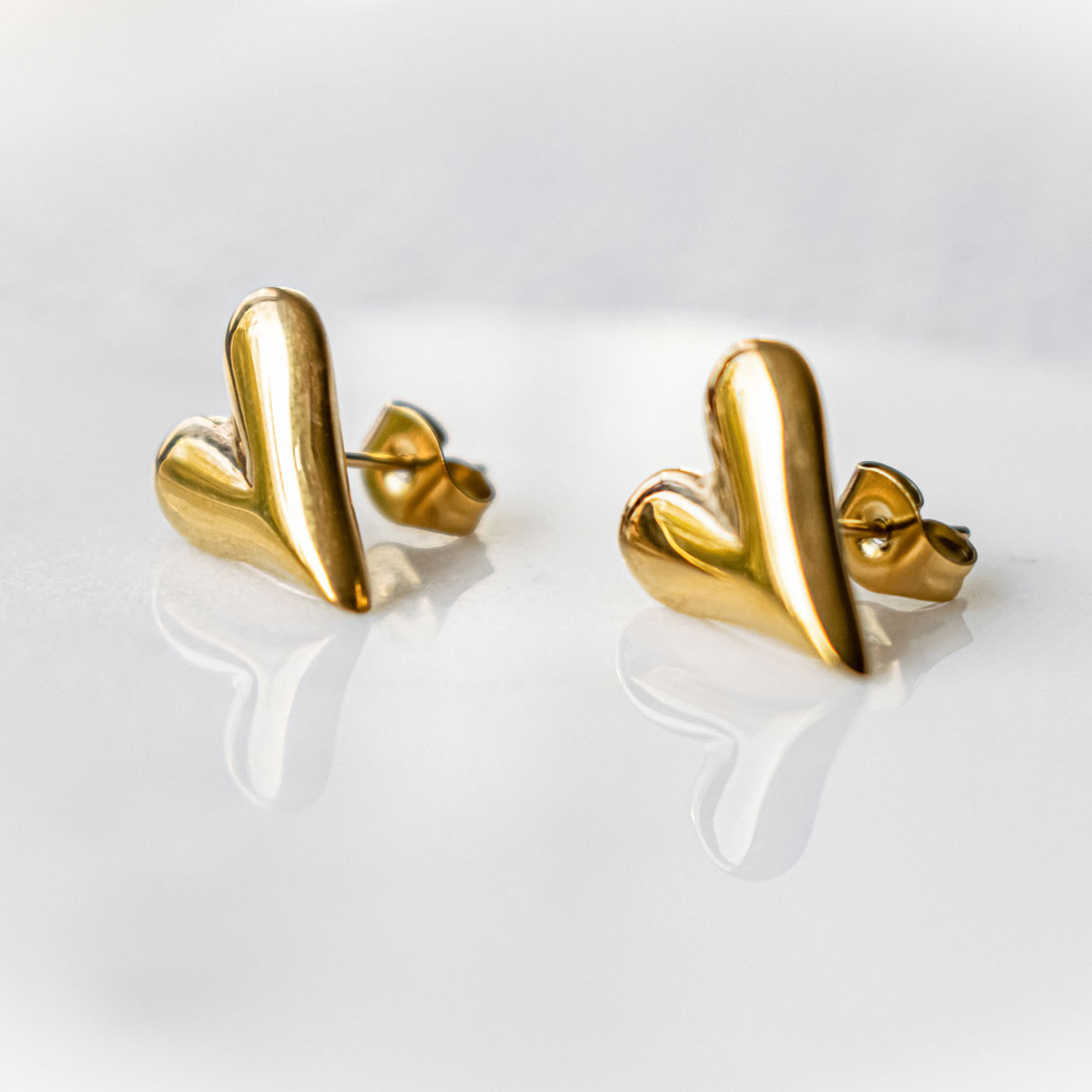 Stainless Steel Heart Studs