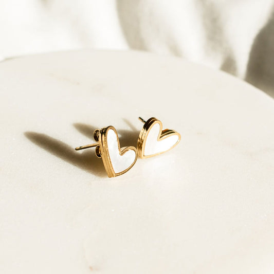 Shell Heart Studs