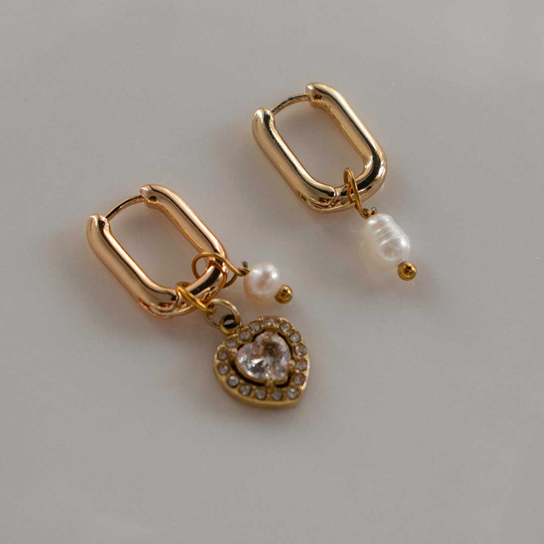Asymmetric Heart Pearl Earrings