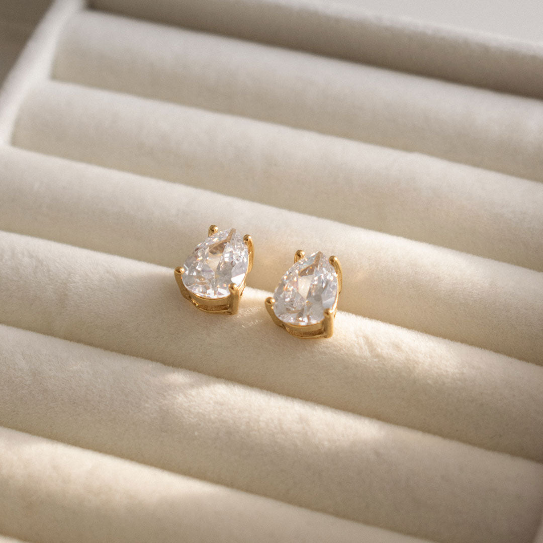 Waterdrop Zirconia Stud Earrings - Everyday Styling Piece