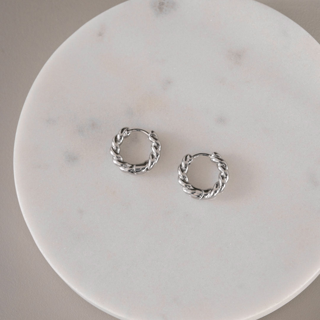 Twisted Hoops - Silver Stainless Steel