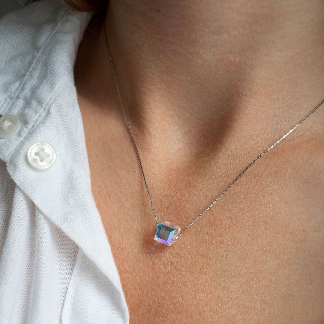 Sterling Silver Iridescent Cubic