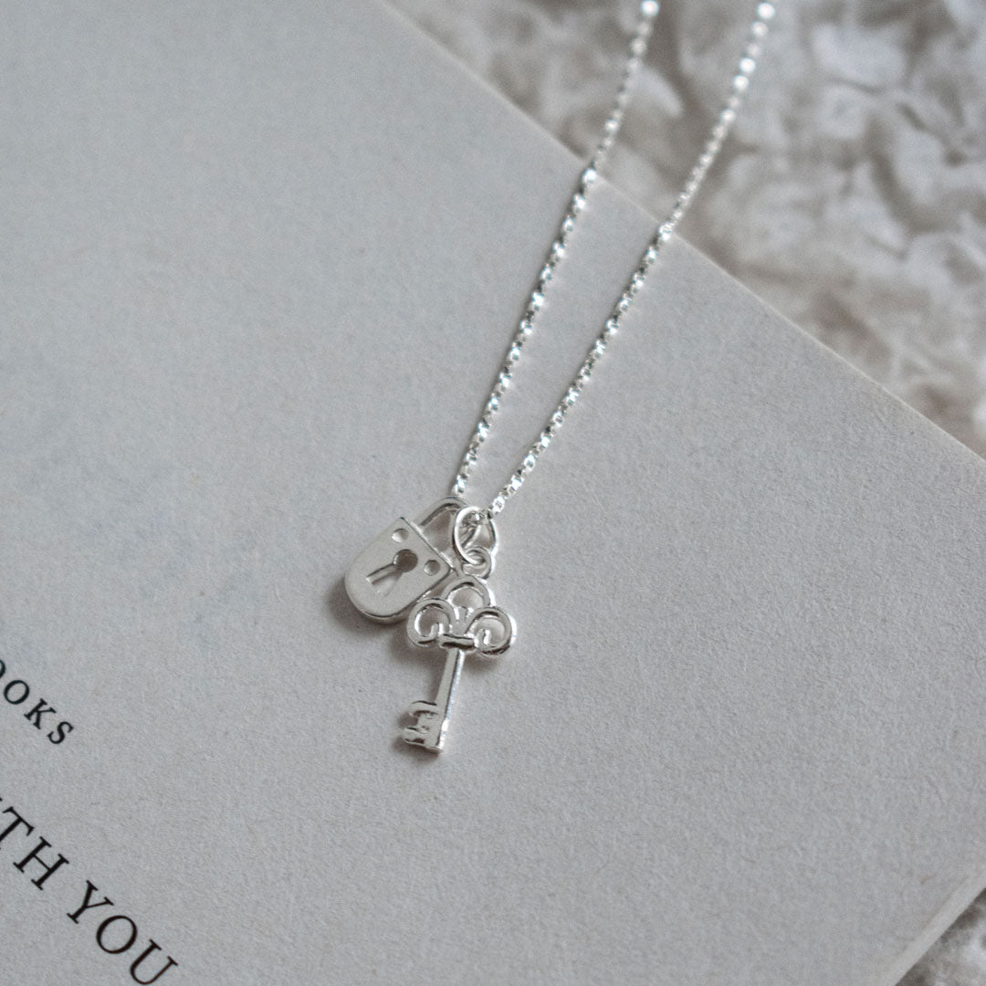 Silver Lock and Key Necklace
