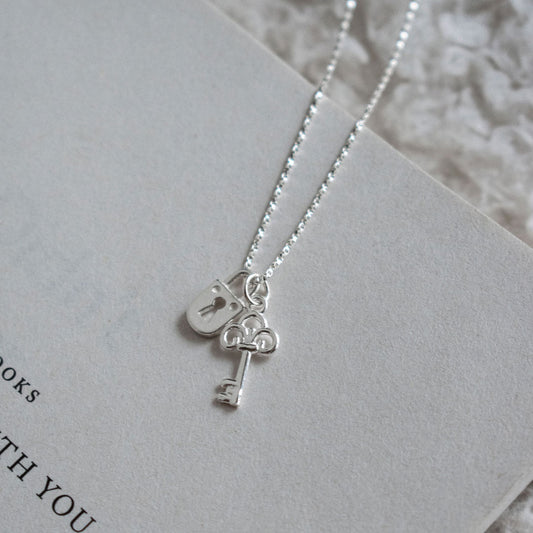 Silver Lock and Key Necklace