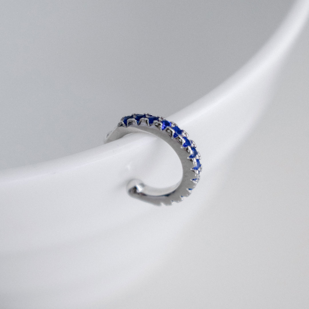 Sapphire Blue Zircon Pave Ear Cuff