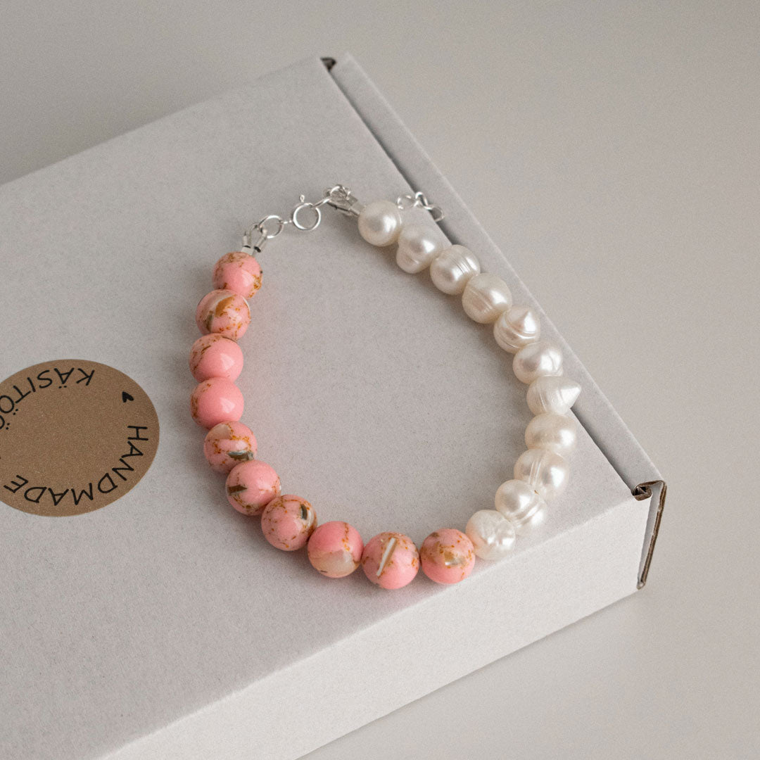 Pearl and Jade Beaded Bracelet | Made in Estonia 🇪🇪