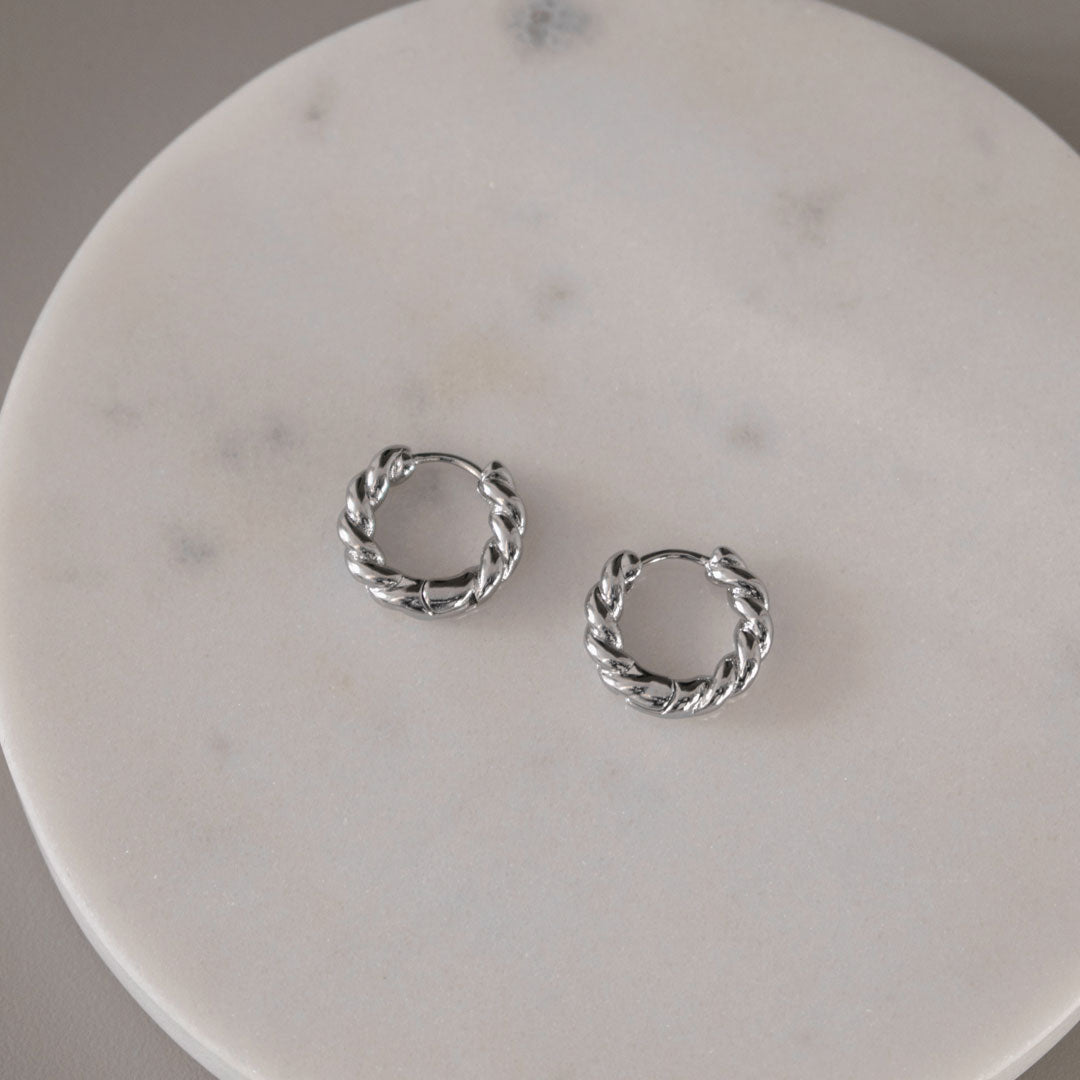 Twisted Hoops - Silver Stainless Steel