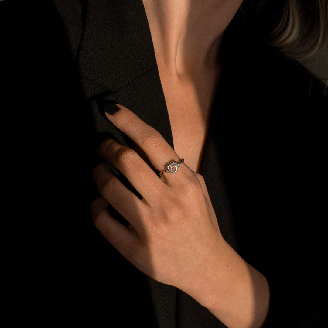 Adjustable Melted Heart Sterling Silver Ring