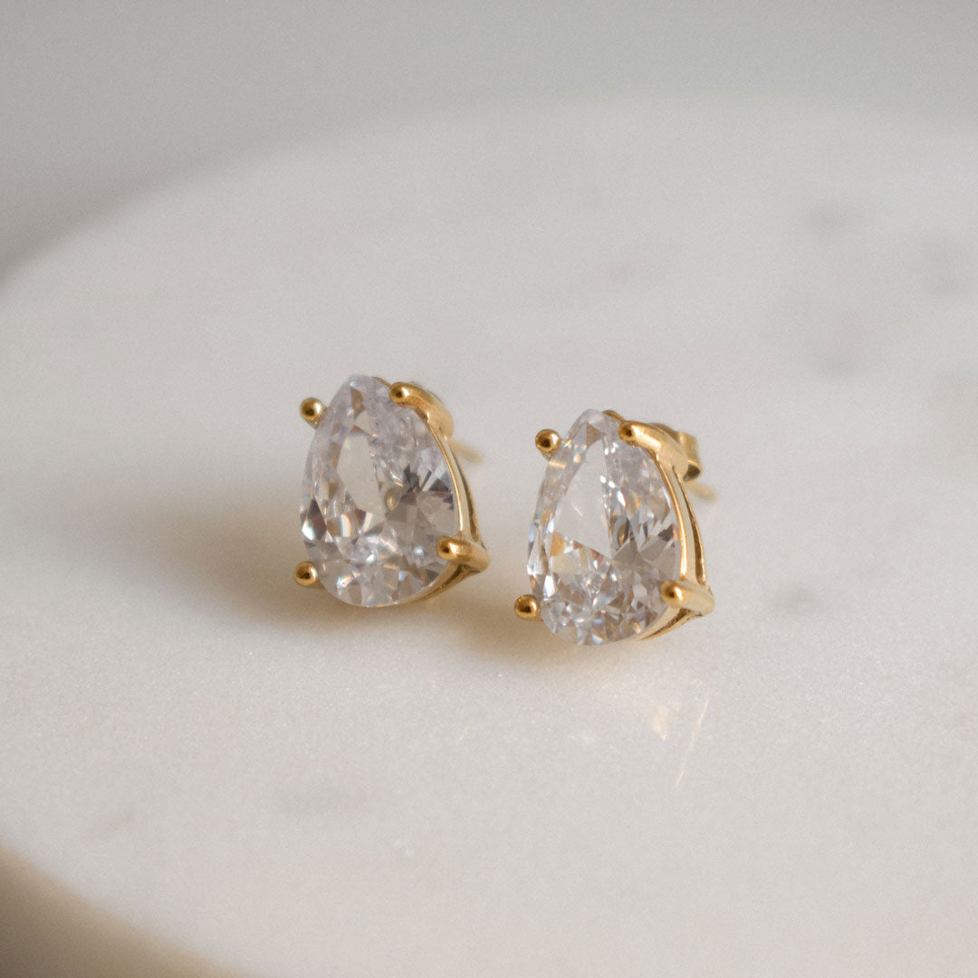 Waterdrop Zirconia Stud Earrings - Everyday Styling Piece