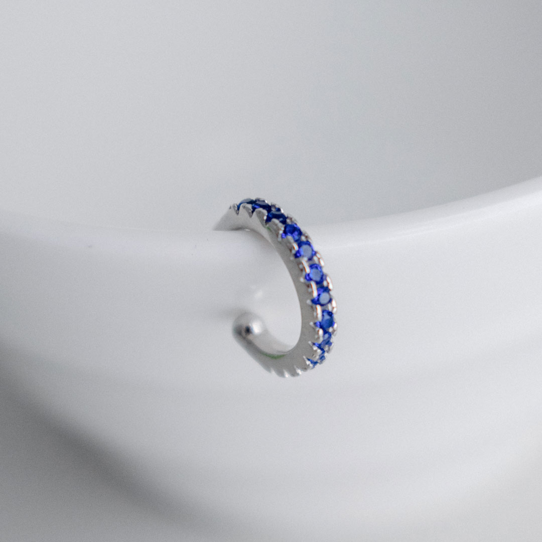 Sapphire Blue Zircon Pave Ear Cuff